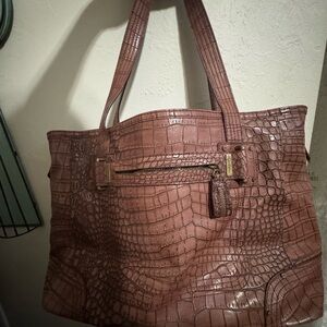 Jessica Simpson Crocodile-Embossed Tan Tote